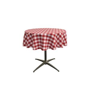 LA Linen Poly Checkered Round Tablecloth, 51, Red and White