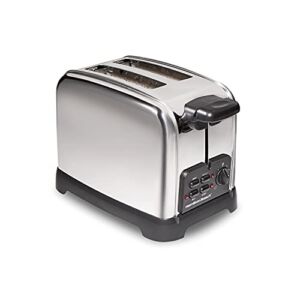 Hamilton Beach Retro Toaster with Wide Slots, Sure-Toast Technology, Bagel & Defrost Settings, Auto Boost to Lift Smaller Breads, 2 Slice, Polished Stainless Steel (22782)