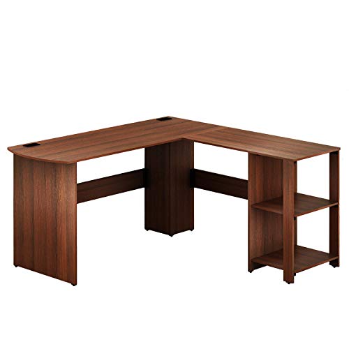 SHW L-Shaped Home Office Wood Corner Desk, Walnut | The Storepaperoomates Retail Market - Fast Affordable Shopping