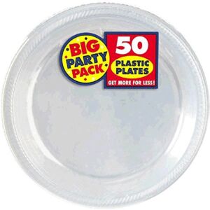 Amscan 630730.86 Clear Big Party Pack Plastic Round Plates – 7″ | Clear | Pack of 50
