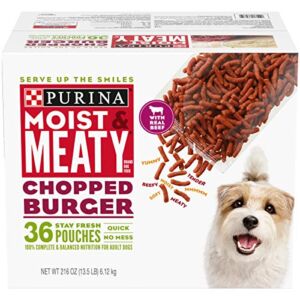 Purina Moist & Meaty Wet Dog Food, Chopped Burger – 36 ct. Pouch