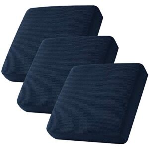 CHUN YI 3PC Stretch Couch Cushion Covers, Sofa Seat Slipcovers Suitable for Armchair Loveseat Sofa with Spandex Jacquard Fabric(3pc,Dark Blue)