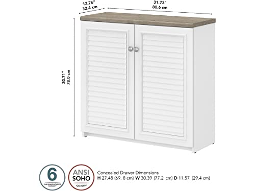 Bush Furniture Fairview 2 Door Low Storage Cabinet, Shiplap Gray/Pure White | The Storepaperoomates Retail Market - Fast Affordable Shopping