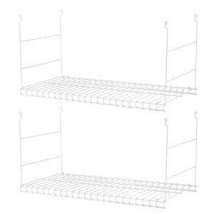 Rubbermaid Universal Closet 24 Inch Long Durable Steel Custom Wire Hanging Added Storage Shelf Accessory, White (2 Pack)