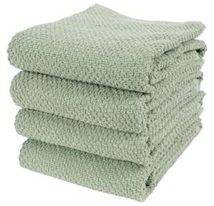 KAF Home Set of 4 Deluxe Popcorn Terry Kitchen Towels | 20 x 30 Inches | 100% Cotton Kitchen Dish Towels (French Green)