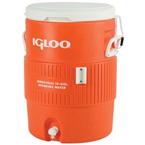 Igloo Seat Top Beverage Dispenser, Orange/White, 10 Gallon