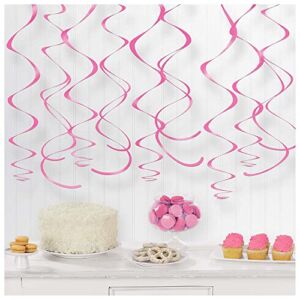 amscan Plastic Swirl Decorations, 22″, Bright Pink – 12 Pcs