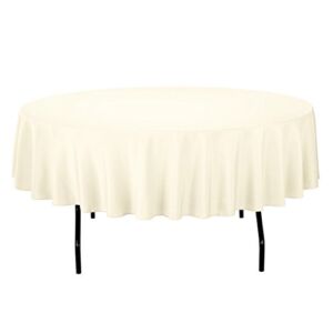 Gee Di Moda Tablecloth – 90″ Inch Round Tablecloths for Circular Table Cover in Ivory Washable Polyester – Great for Buffet Table, Parties, Holiday Dinner & More