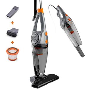 BLACK+DECKER 3-In-1 Upright, Stick & Handheld Vacuum Cleaner with Washable HEPA Filter, Powerful Corded 480-Watt Motor, Ultra Lightweight with Crevice Tool & Small Brush Attachments, Gray (BDXHHV005G)