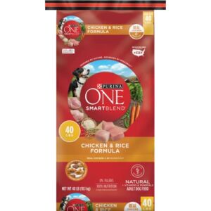 Purina ONE Natural Dry Dog Food, SmartBlend Chicken & Rice Formula – 40 lb. Bag
