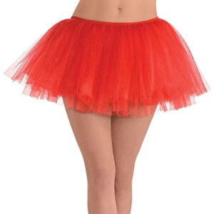 Amscan 397280.4 Adult Tulle Elastic Waistline Costume Tutu, Red