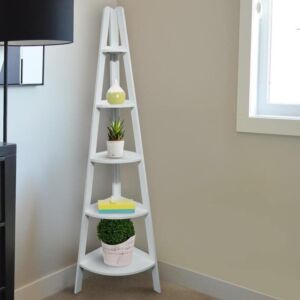 Casual Home 5-Shelf Corner Ladder Bookcase, White