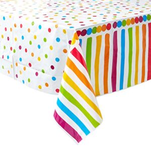 4 Pack Polka Dot Plastic Tablecloth, 108 x 54, with White dots by Oojami (Rainbow)