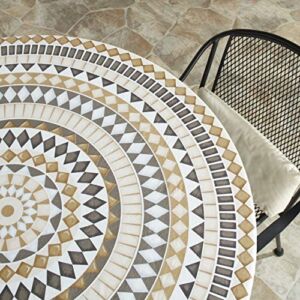 The Lakeside Collection Custom-Fit Elastic 48″ Round Table Cover for Home and Catering – Tiles