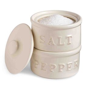 Mud Pie Salt & Pepper Cellar, Off-White, 6″ X 3.5″ dia