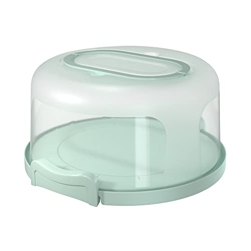 Top Shelf Elements Round Cake Carrier Two Sided Cake Holder Serves as Five Section Serving Tray, Portable Cake Stand Fits 10 inch Cake, Cake Box Comes With Handle, Cake Container Holds Pies (Green) | The Storepaperoomates Retail Market - Fast Affordable Shopping