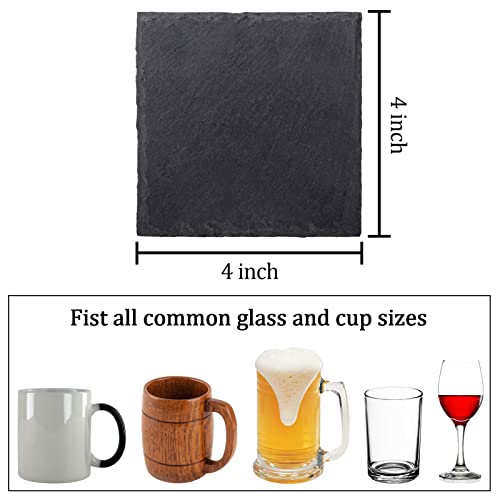 Slate Drink Coasters with Metal Holder, GOH DODD 4 Inch 8 Pieces Black Stone Coasters Bulk Cup Coaster Set for Bar Kitchen Home Apartment, Square | The Storepaperoomates Retail Market - Fast Affordable Shopping
