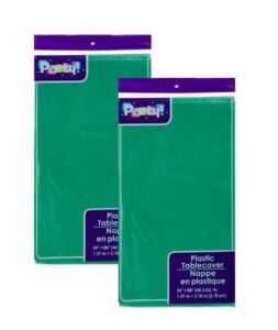 2-Pack Green Disposable Plastic Tablecloths/Table Covers, 54 x 108 inches each
