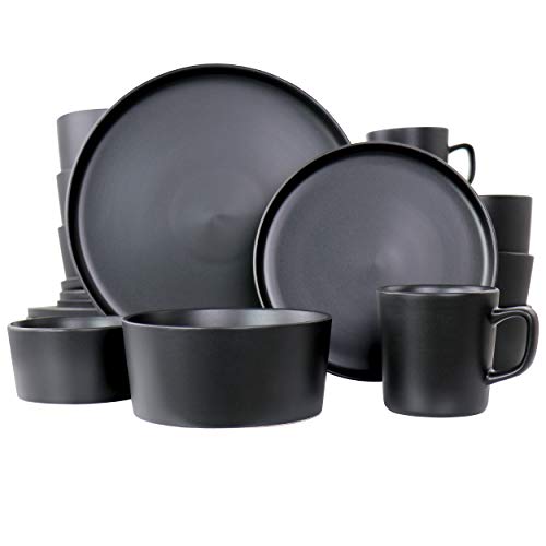 Elama Luxmatte Contemporary Dinnerware Set, 20 Piece, Black | The Storepaperoomates Retail Market - Fast Affordable Shopping