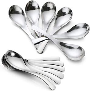 HIWARE 12-Piece Thick Heavy-Weight Soup Spoons, Stainless Steel Soup Spoons