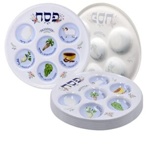 Passover Seder Plate Deluxe Quality Plastic 10″ Disposable Plates (10-Pack)