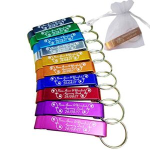 100pcs Personalized Wedding Favors Bottle Opener With Organza Bags, Wedding Favors For Guests Bulk ,Custom Keychain Party Holiday Christmas Favors Gift(100 Pcs + Bag)