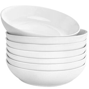 DeeCoo 7 Pack Porcelain Pasta Bowls Ceramic Salad Soup Bowl, Large Serving Bowl, Wide and Shallow, Set 8.3 Inch – 30 Ounce – for Pasta, Salad, Cereal, Soup & Microwave & Dishwasher Safe