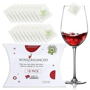 Wine Balanced Norway’s Secret! Organic Red Wine Filter! No More Wine Drops or Wands! Sulfite & Histamines Remover – All Natural Wine Purifier -18 Pack