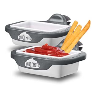 Saucemoto Dip Clip | An in-car sauce holder for ketchup and dipping sauces. As seen on Shark Tank (2 Pack, Gray)