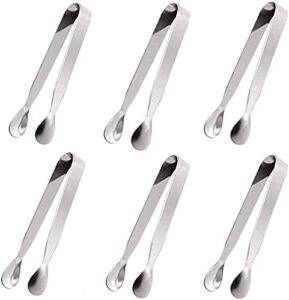 Ice Tongs Sugar Cubes Tongs – Stainless Steel Mini Serving Tongs Appetizers Tongs Small Kitchen Tongs for Tea Party Coffee Bar (6 PCS)