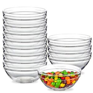 4 Inch Small Glass Bowls 12 PCS,WERTIOO Mini Food Prep Bowl Tiny Glass Ramekins for Kitchen Dessert, Dips, and Candy Dishes or Nut Bowls