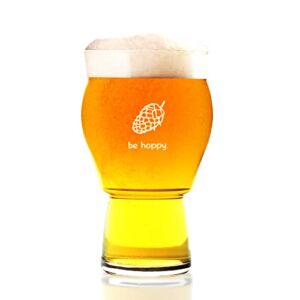 Pub ‘N’ Co Ultimate Pint – Perfect Pint Beer Glass to Explode Flavors and Maximize Beer Enjoyment – Exclusive Nucleated Hop Leaf Over 100 Points of Nucleation