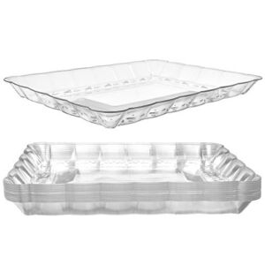 12 Plastic Serving Trays – Serving Platters | 9″X13″ | Rectangular Disposable Party Platters and Trays | Clear Disposable Serving Trays for Parties | Party Serving Trays and Platters