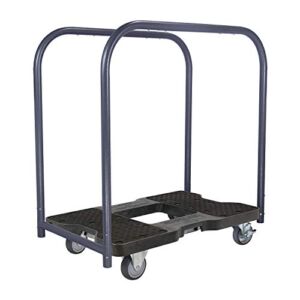 1,200 lb Capacity General Purpose E Track Panel Cart Dolly Black, Heavy Duty 4 in Thermoplastic Swivel Non Marking Caster Wheels