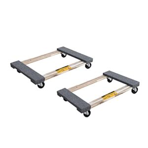Olympia Tools Furniture Dolly for Moving, 1000 LB Capacity, 18 x 30 in, Fully Asembled, FSC Acacia Wood (2 Packs)