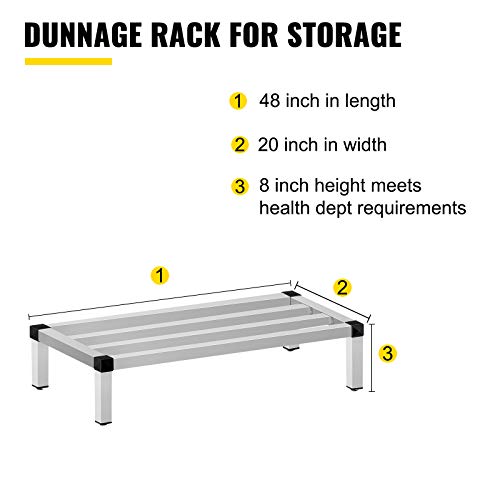 VEVOR Aluminum Dunnage Rack, 48” x 20” Commercial Floor Food Shelf, 8” Off The Floor, 1500lbs Capacity Aluminum Storage Rack, Commercial Food Service Storage in Restaurant, Kitchens, Shops | The Storepaperoomates Retail Market - Fast Affordable Shopping