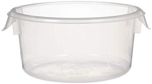 Rubbermaid Commercial Products Plastic Round Food Storage Container for Kitchen/Food Prep/Storing, 2 Quart, Clear, Container Only (FG572024CLR)