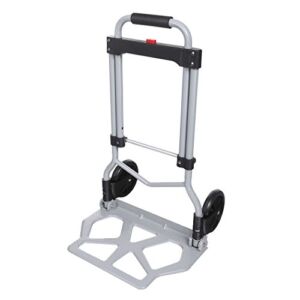 Folding Hand Truck Dolly, 100Kg/220 lbs Heavy Duty 2-Wheel Aluminum Cart Compact and Lightweight for Luggage, Moving and Office Use