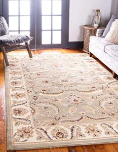 Unique Loom Voyage Collection Traditional Oriental Classic Intricate Floral Design Area Rug, 9 ft 12 ft, Light Green/Ivory
