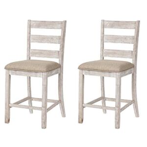 Signature Design by Ashley Skempton 24″ Counter Height Upholstered Barstool, Set of 2, Antique White