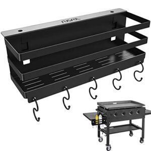 RUSFOL Upgraded Stainless Steel Griddle Caddy for 28″/36″ Blackstone Griddles, with a Allen Key, Space Saving BBQ Accessories Storage Box, Free from Drill Hole&Easy to Install
