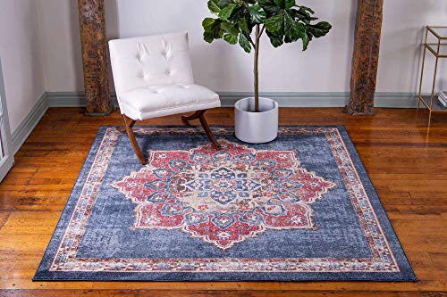 Unique Loom Utopia Collection Traditional Classic Vintage Inspired Area Rug with Warm Hues, 7 ft, Navy Blue/Burgundy | The Storepaperoomates Retail Market - Fast Affordable Shopping