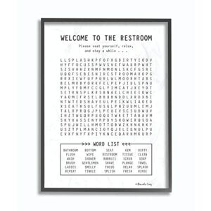 Stupell Industries White Restroom Crossword Puzzle Sign Black Framed Wall Art, 11 x 14, Design by Artist Shawnda Craig