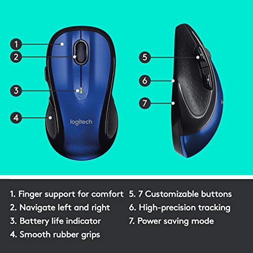 Logitech M510 Wireless Computer Mouse – Comfortable Shape with USB Unifying Receiver, with Back/Forward Buttons and Side-to-Side Scrolling, Blue | The Storepaperoomates Retail Market - Fast Affordable Shopping