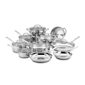 Cuisinart 77-17N Stainless Steel Chef’s Classic Stainless, 17-Piece, Cookware Set