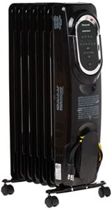 Honeywell HZ-789 EnergySmart Electric Oil Filled Radiator Whole Room Heater, Black, 24.45″H x 9.06″D x 13.74″W (HZ789)
