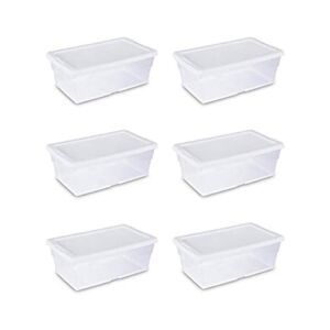 STERILITE 16428012 6 Quart/5.7 Liter Storage Box, White Lid with Clear Base (Pack of 6)
