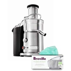 Breville Die-Cast Steel Juice Fountain Elite with Free 30 Count Pulp Container Bags