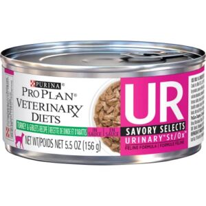 Purina Pro Plan Veterinary Diets UR Urinary St/Ox Savory Selects Feline Formula Turkey & Giblet Recipe in Sauce Wet Cat Food – (24) 5.5 oz. Cans