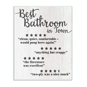 Stupell Industries Five Star Bathroom Funny Word Black and White Textured Design Wall Plaque, 12 x 18, Multi-Color
